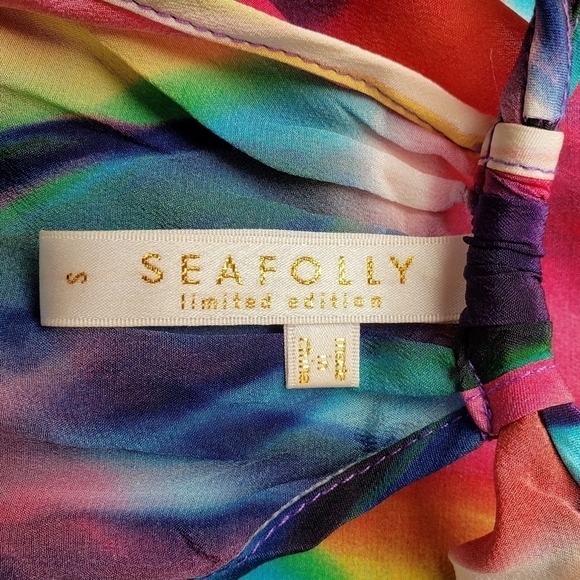 Seafolly Watercolor Silk Maxi Dress Limited Edition Rainbow Multicolor Colorful - Picture 9 of 11